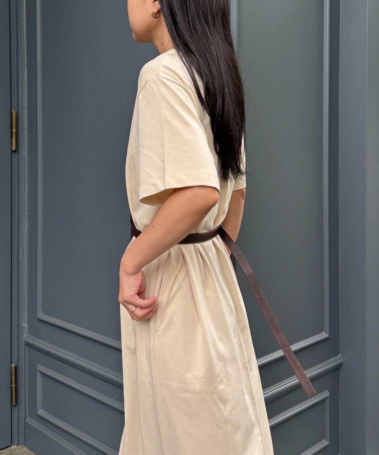 前後2way亨利領剪裁連衣裙