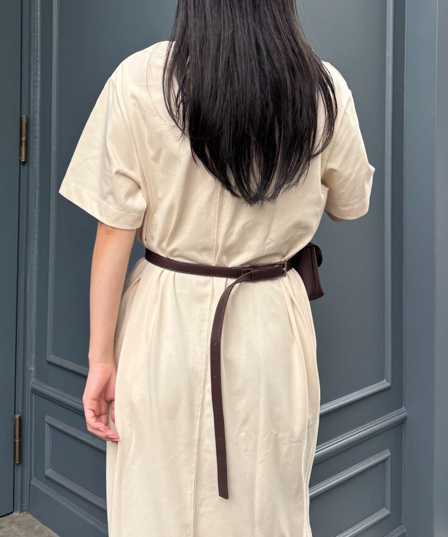 前後2way亨利領剪裁連衣裙