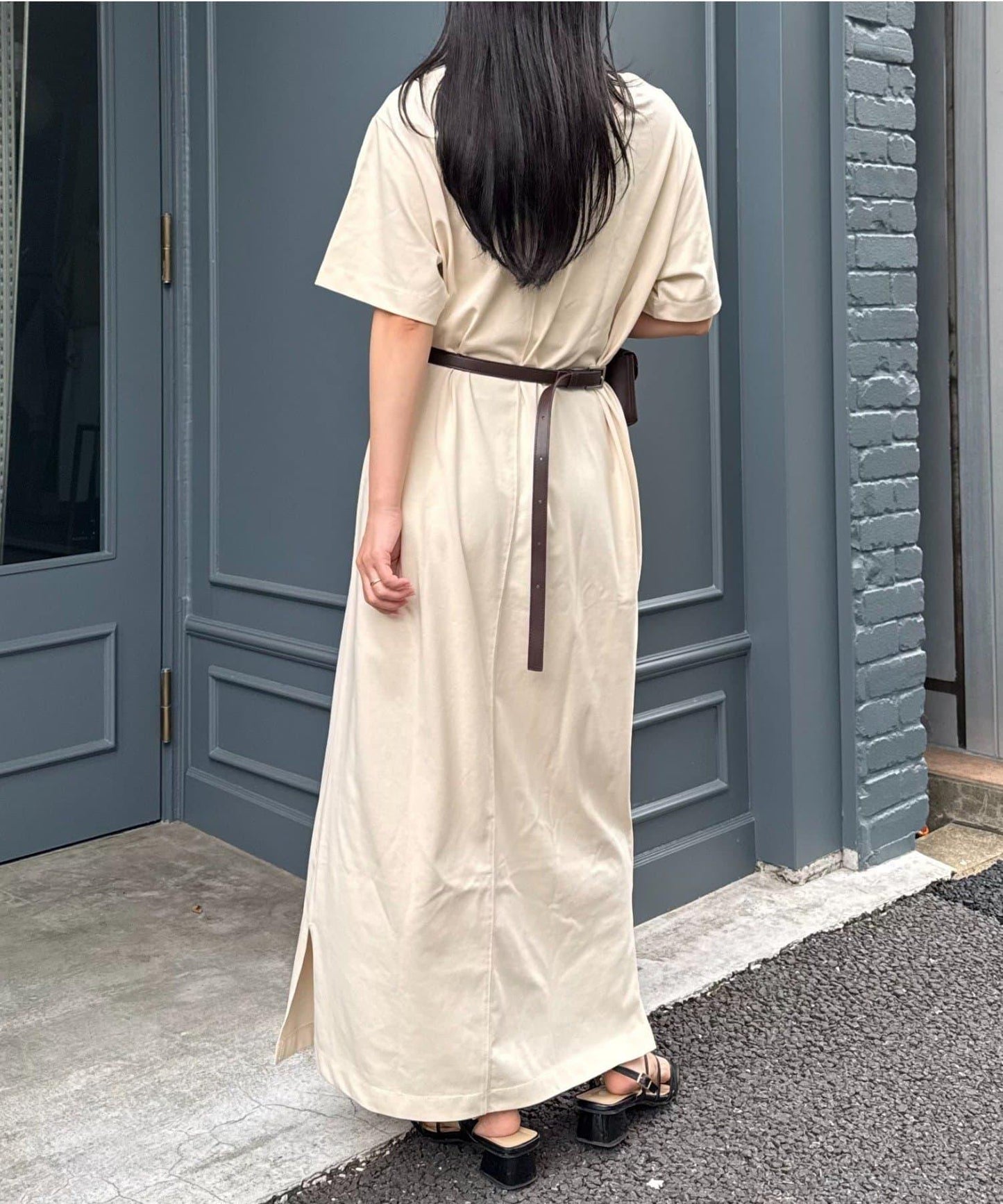 前後2way亨利領剪裁連衣裙