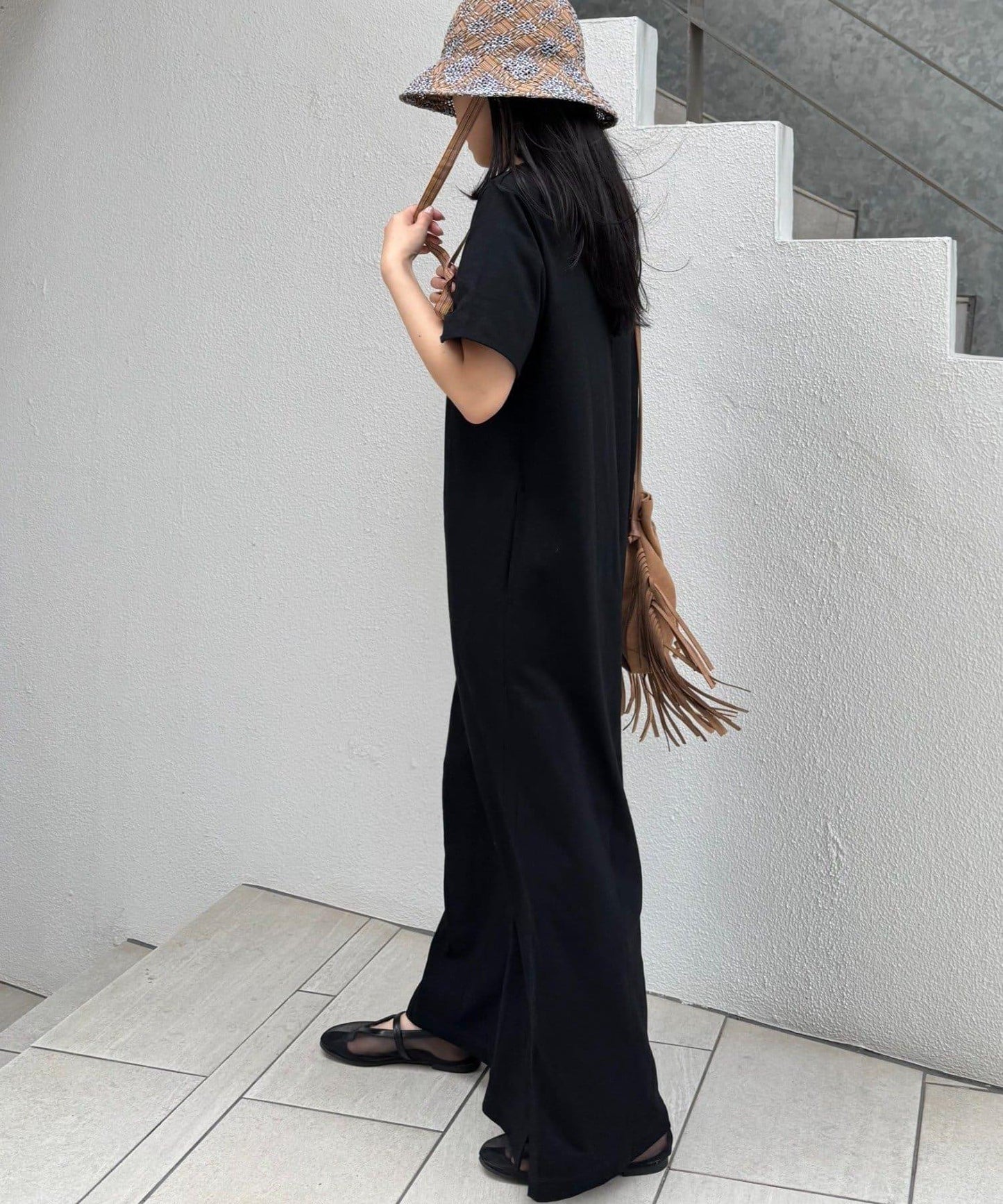 前後2way亨利領剪裁連衣裙