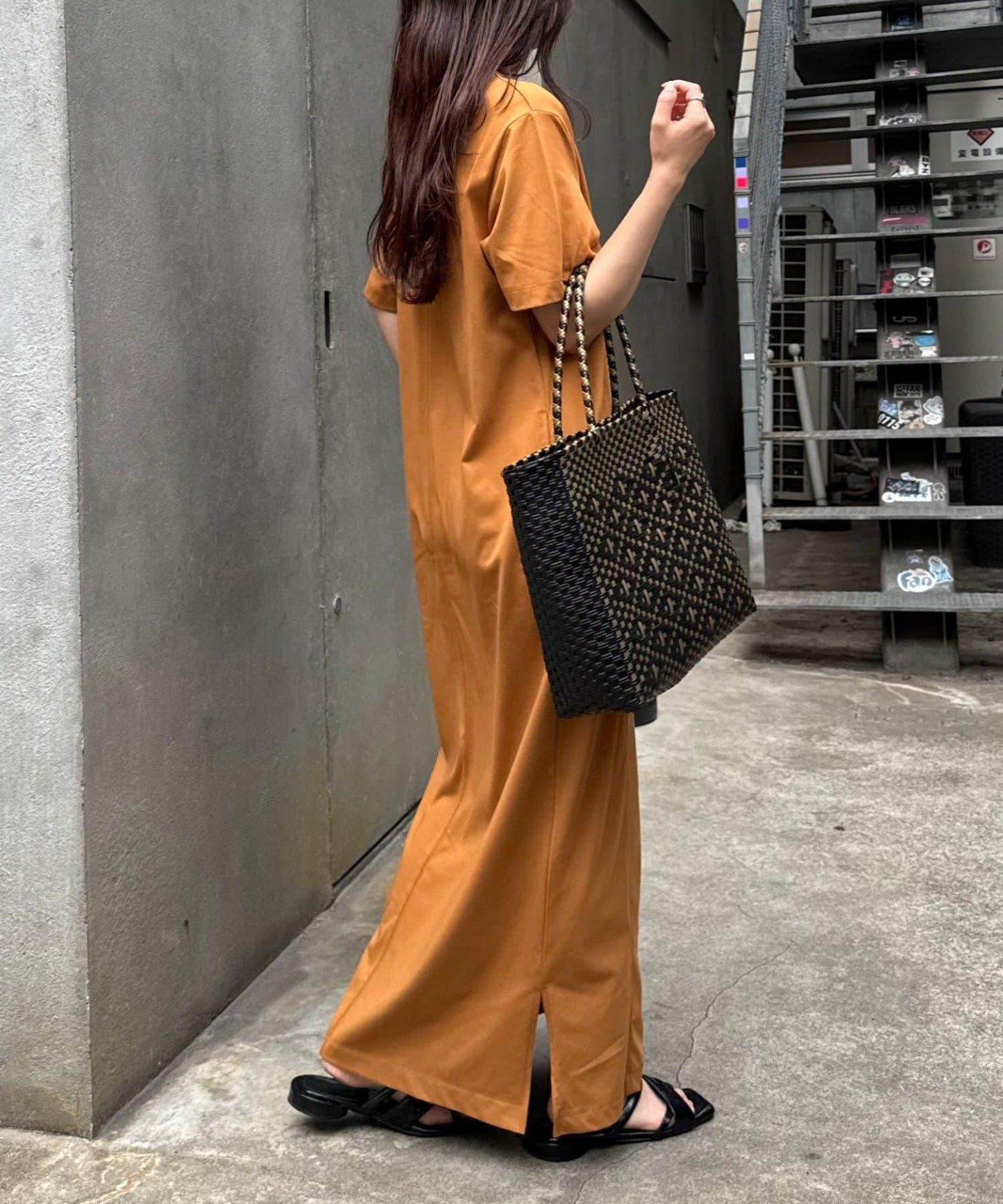 前後2way亨利領剪裁連衣裙