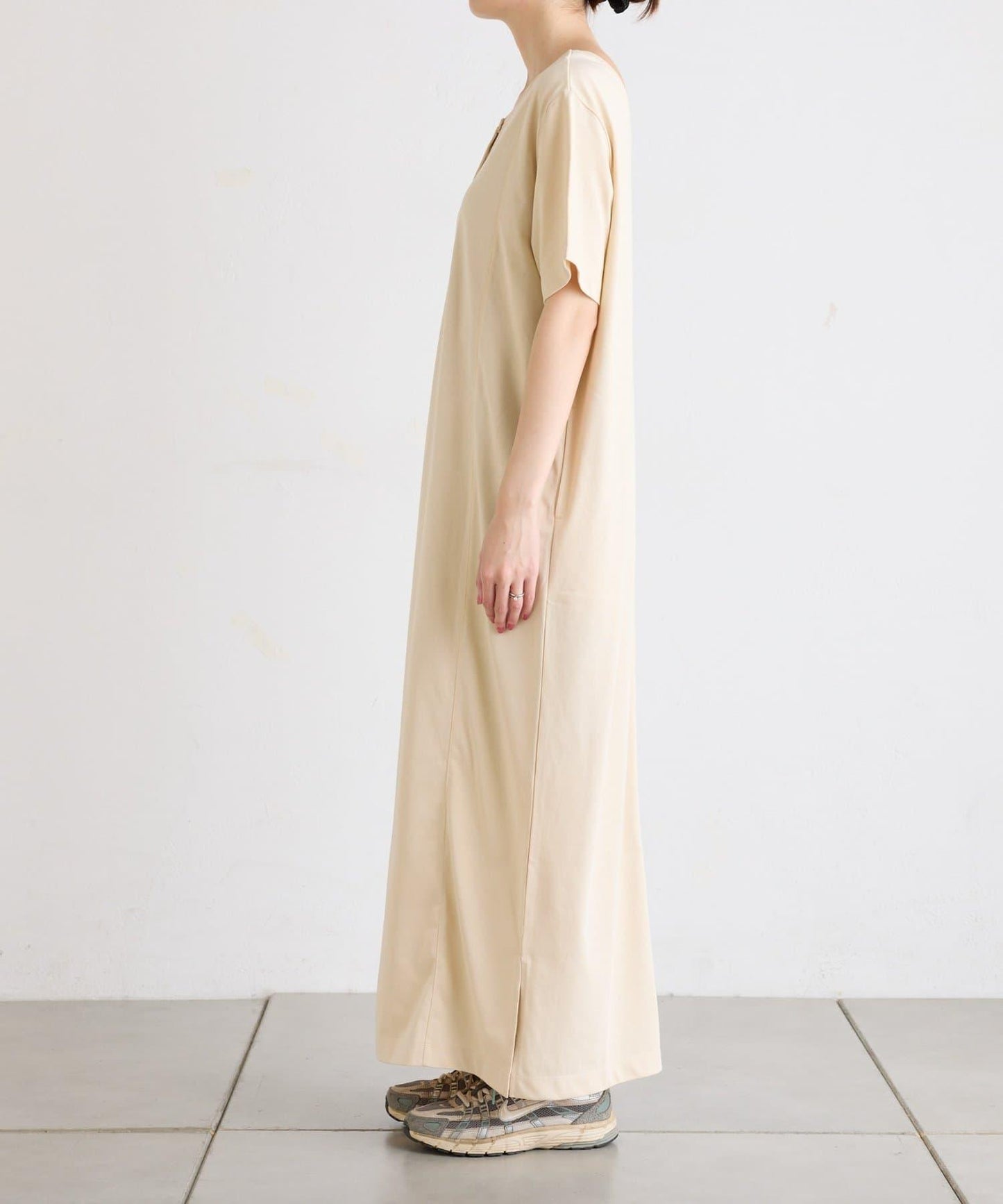 前後2way亨利領剪裁連衣裙