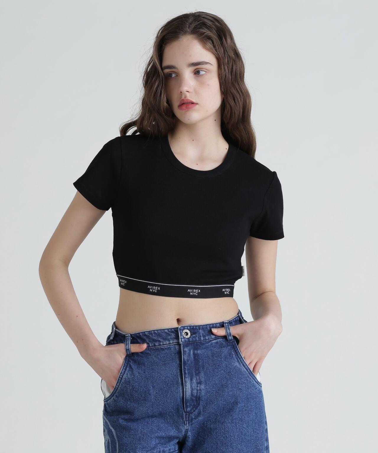 S/S LOGO RUBBER TAPE TOPS/標誌橡膠帶上衣