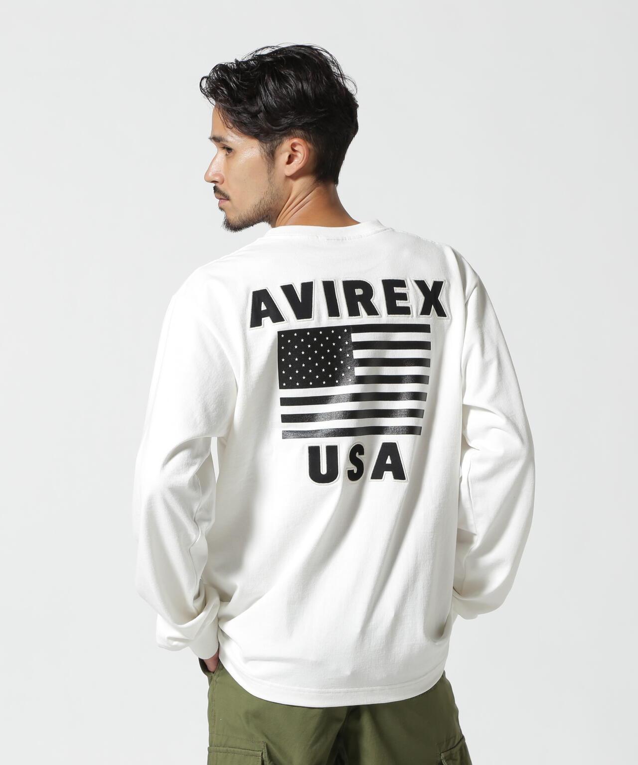《&DEPOT限定》美國國旗印花長袖T恤 / 美國國旗長袖T恤 / AVIREX
