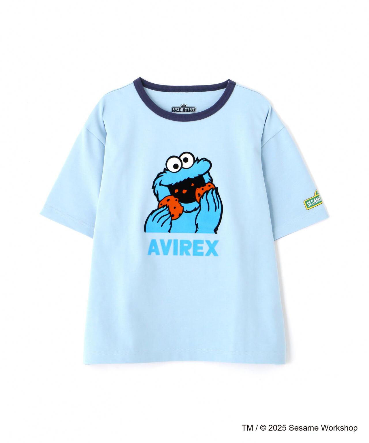 《芝麻街與AVIREX》對比領T恤