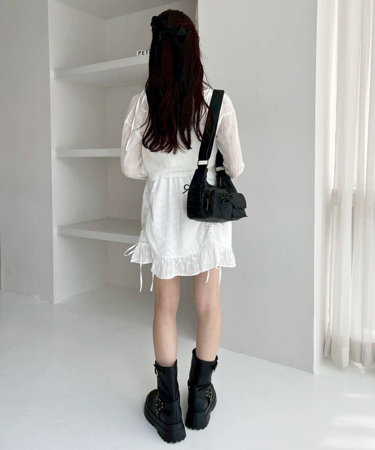 【/復刻】腰部口袋帶蝴蝶結單肩包