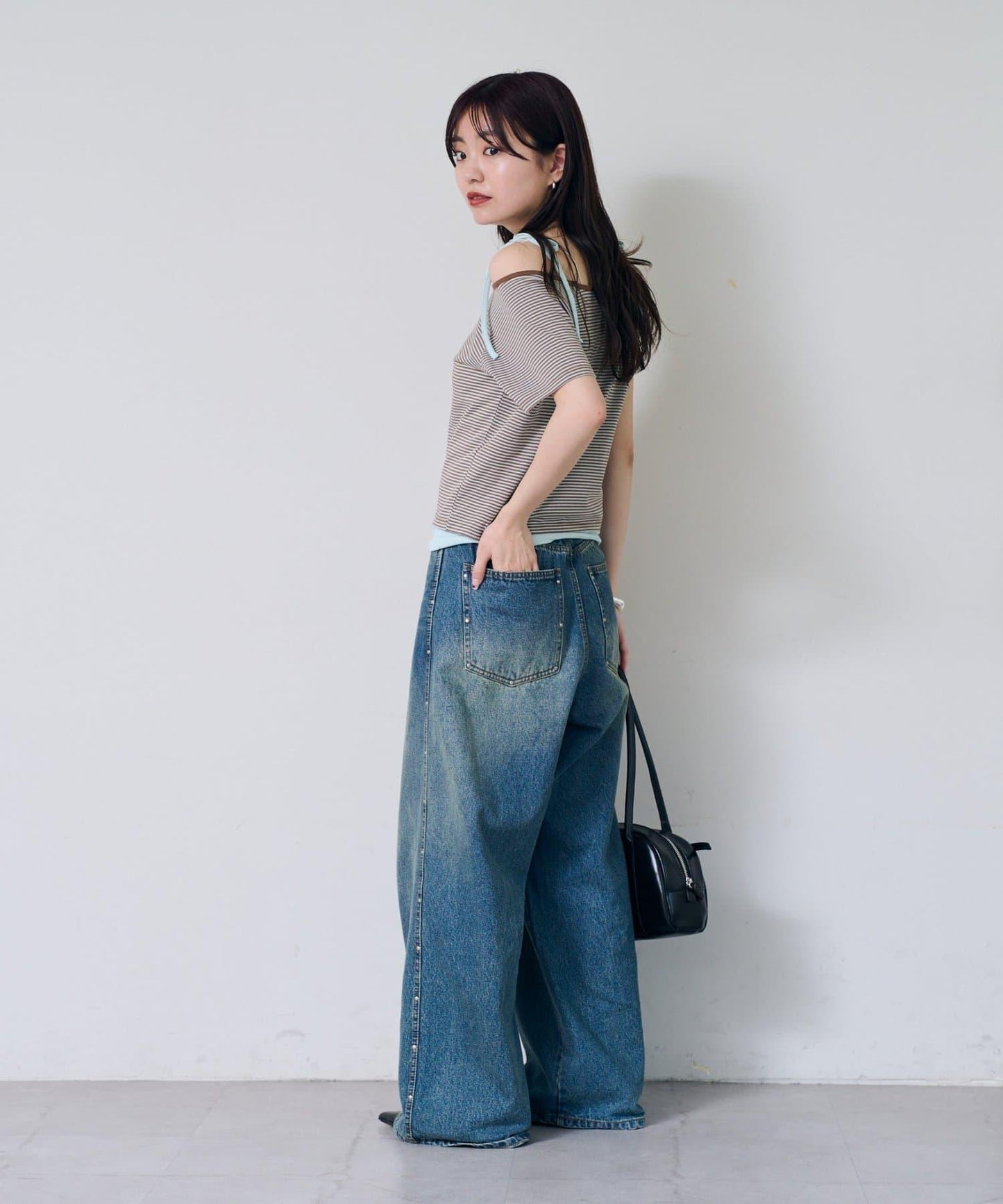【套裝商品】條紋T恤×吊帶背心套裝