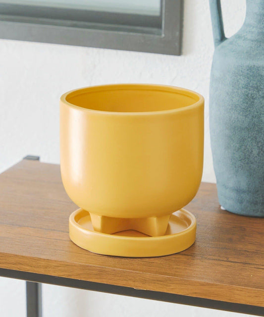 受け皿付きポット4号/絵画とひまわり