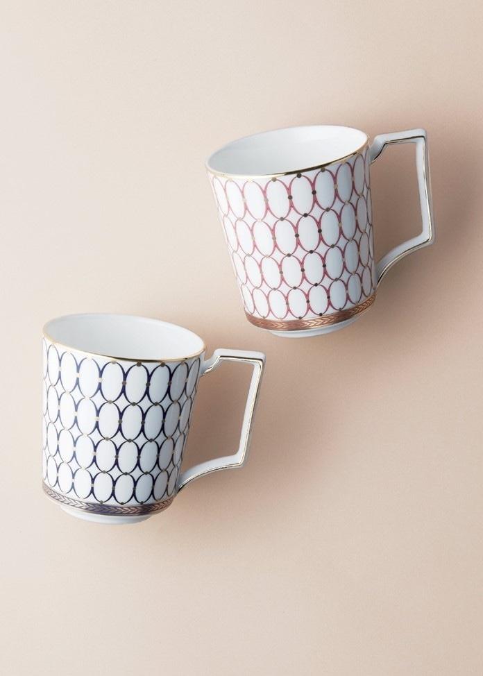 【Wedgwood】文藝復興金色馬克杯一對(粉色・藍色)