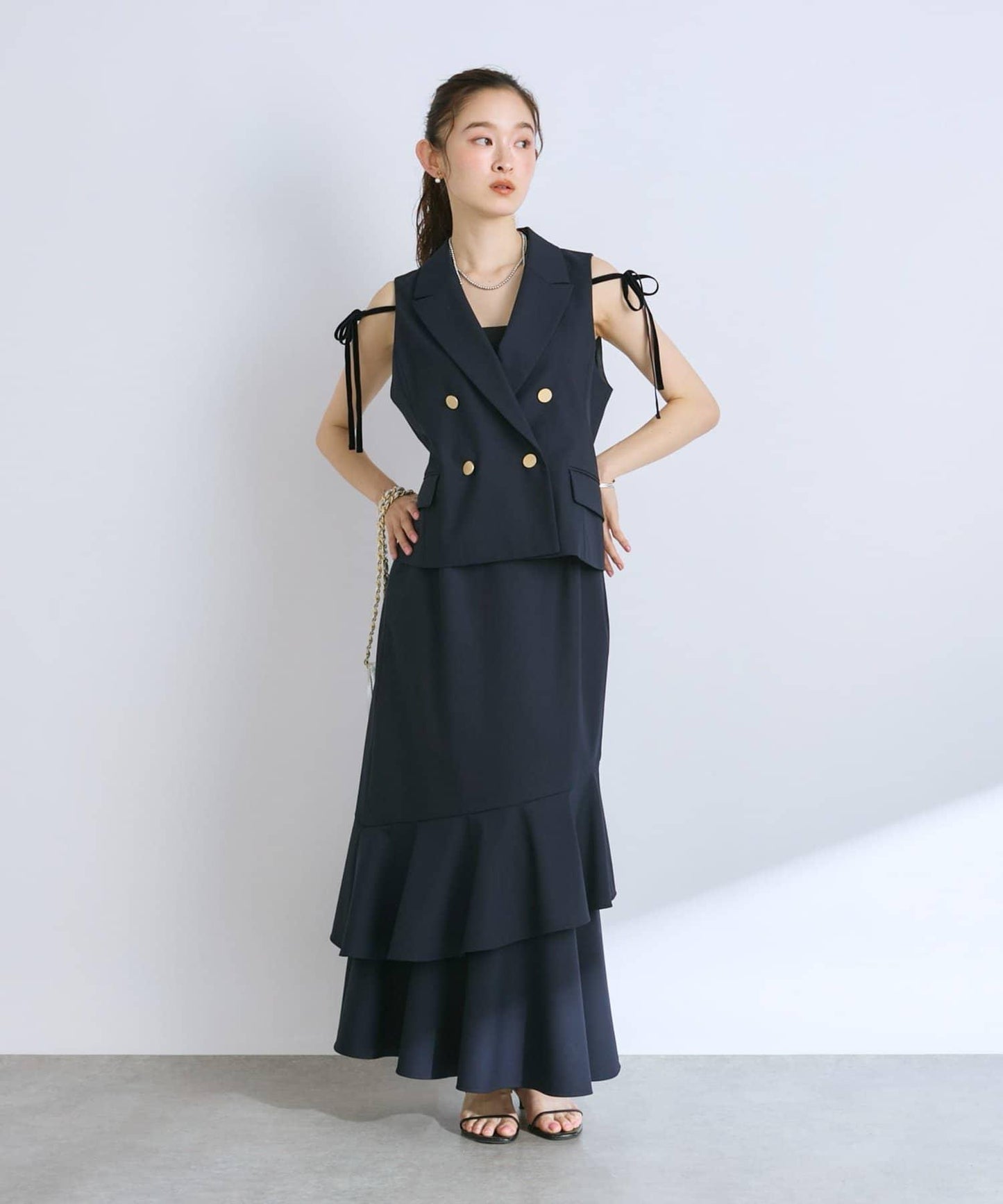 【套裝可·美型號】T/R流行絲綢斜裙裙