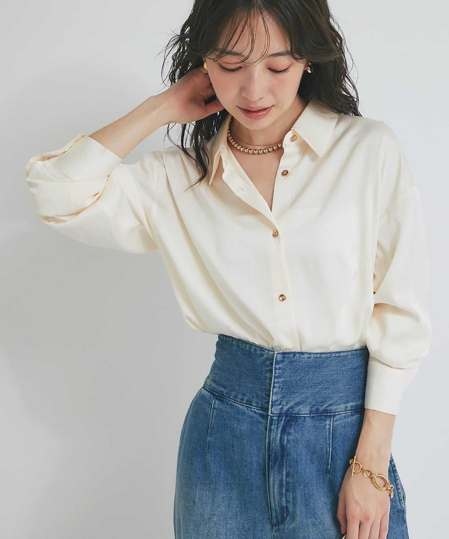 【美人顯瘦襯衫】輕瑩緞襯衫