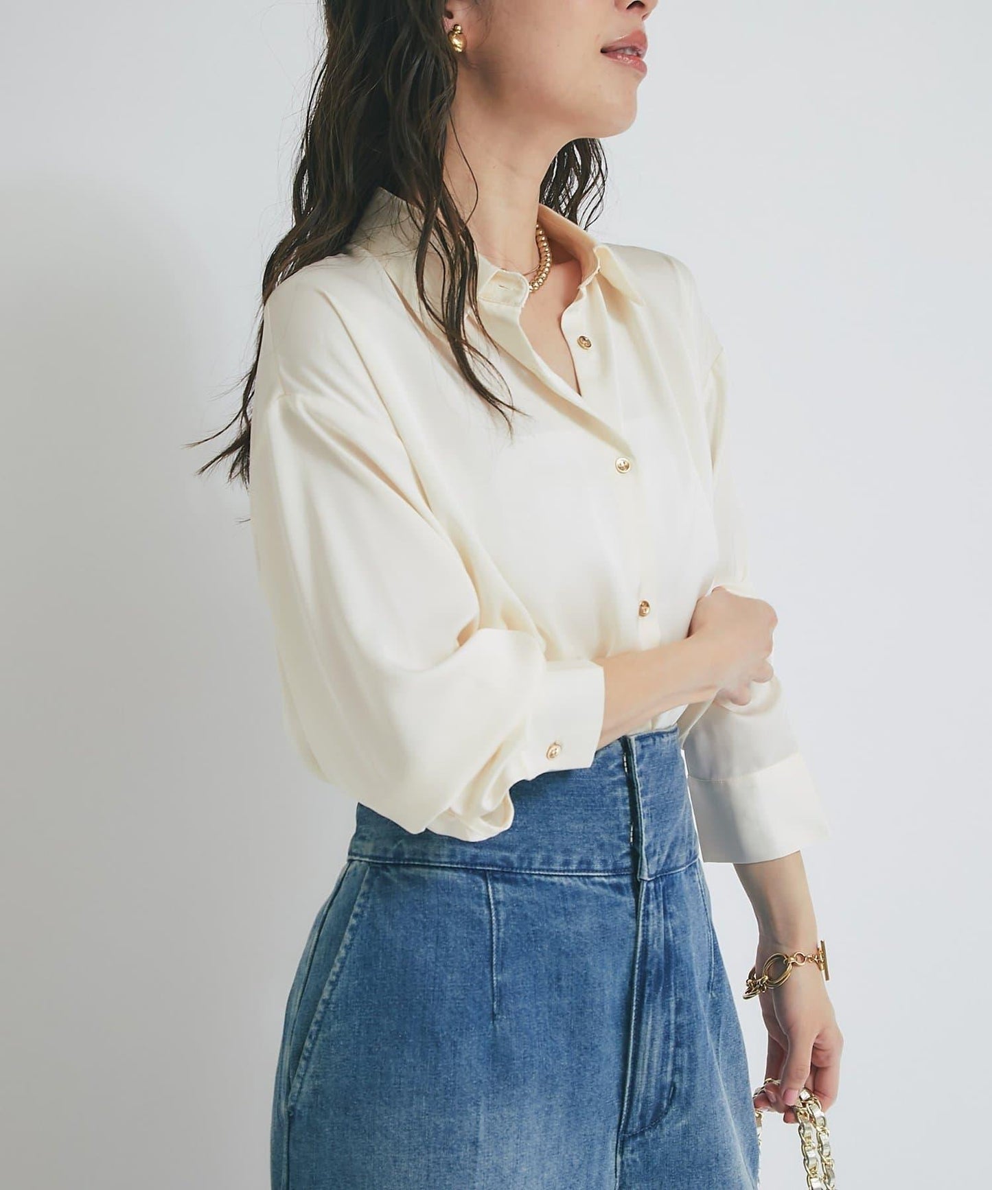 【美人顯瘦襯衫】輕瑩緞襯衫