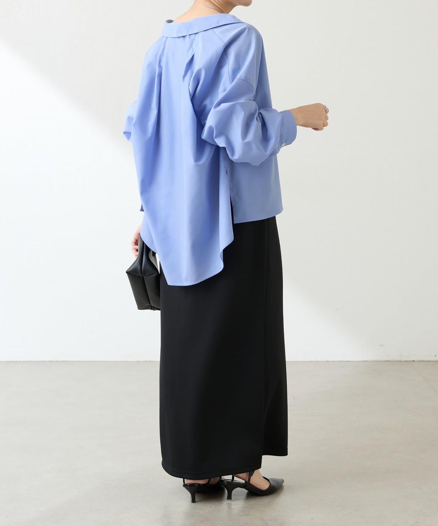 【可改變領口設計】領口褶皺襯衫