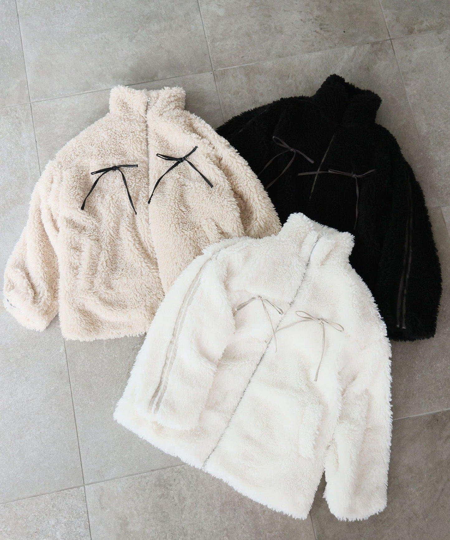 【復古款】蝴蝶結毛絨夾克/可拆卸蝴蝶結