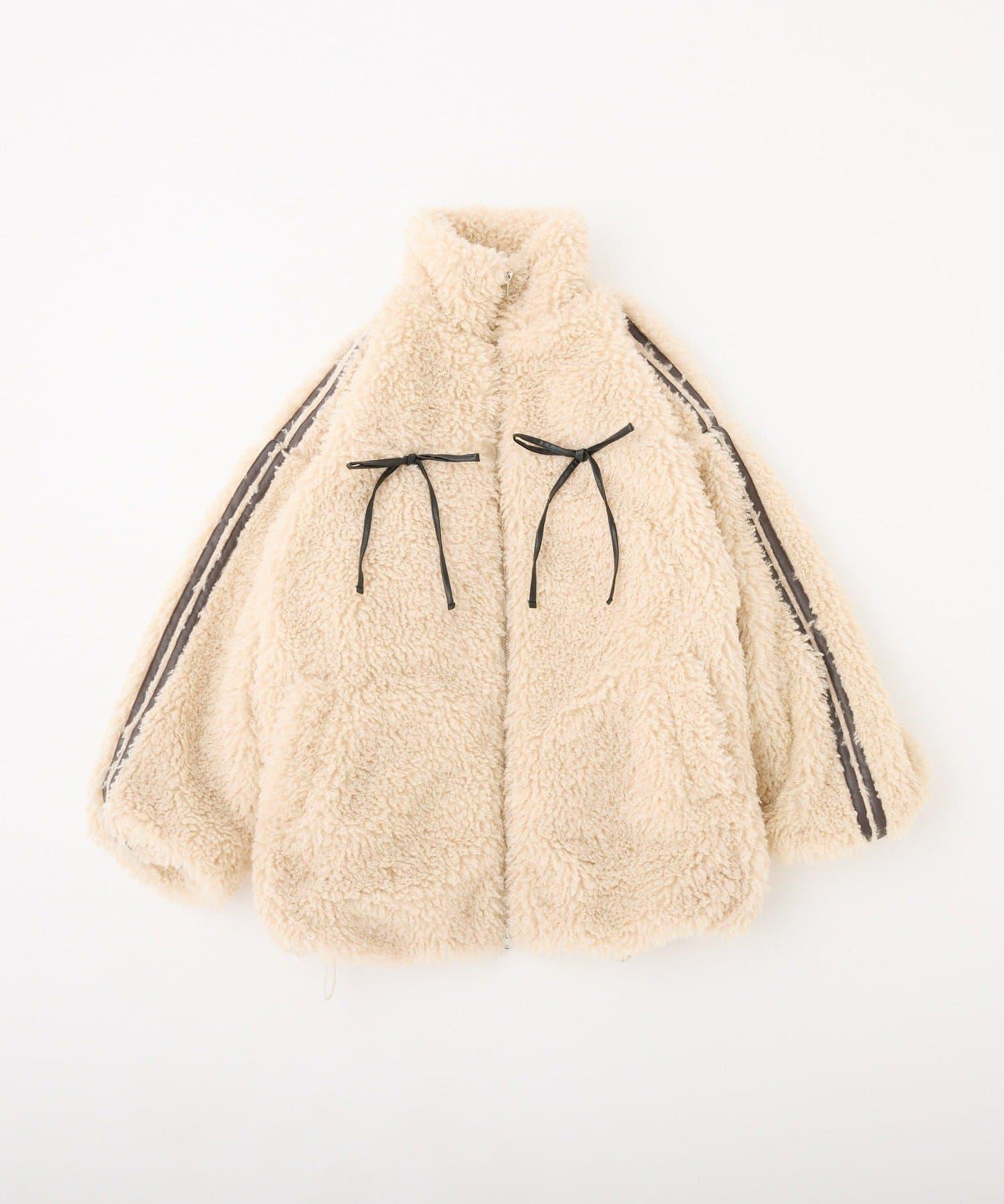 【復古款】蝴蝶結毛絨夾克/可拆卸蝴蝶結