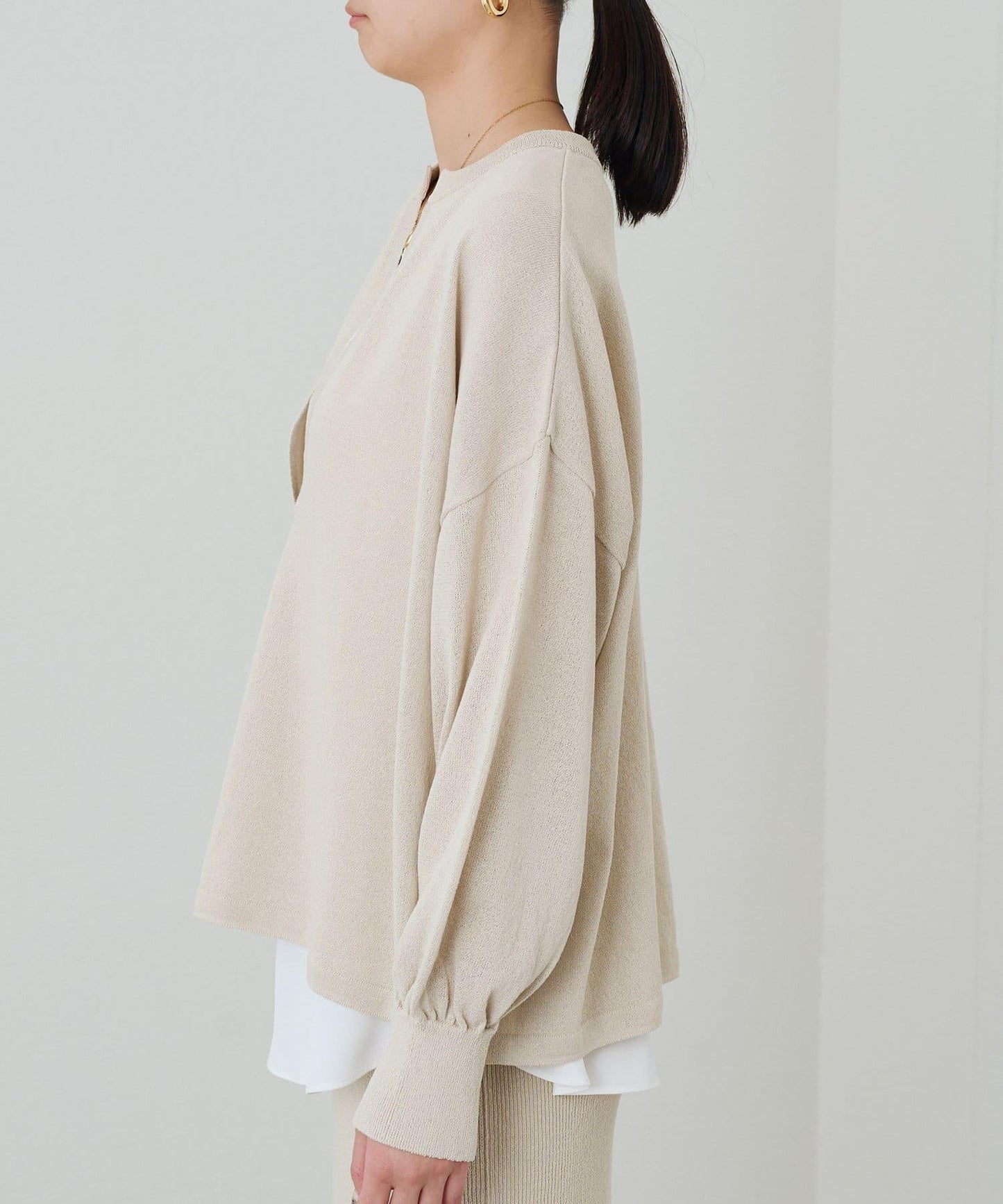 【Loungedress】和紙天竺開領針織衫