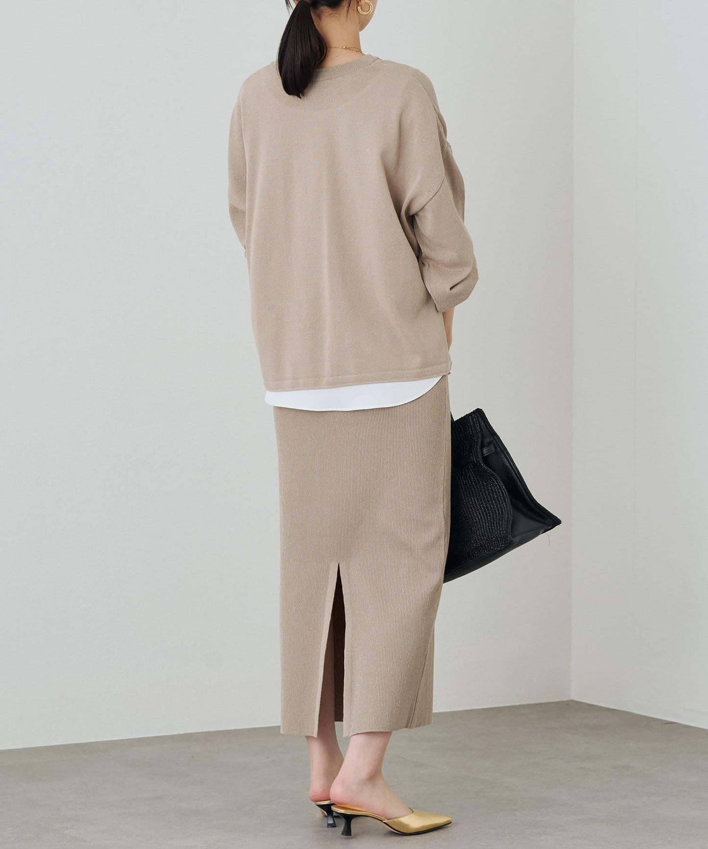 【Loungedress】和紙天竺開領針織衫