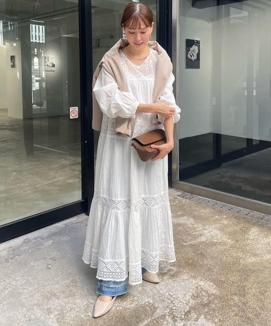 【nane】【印度系列】蕾絲拼接長款連衣裙