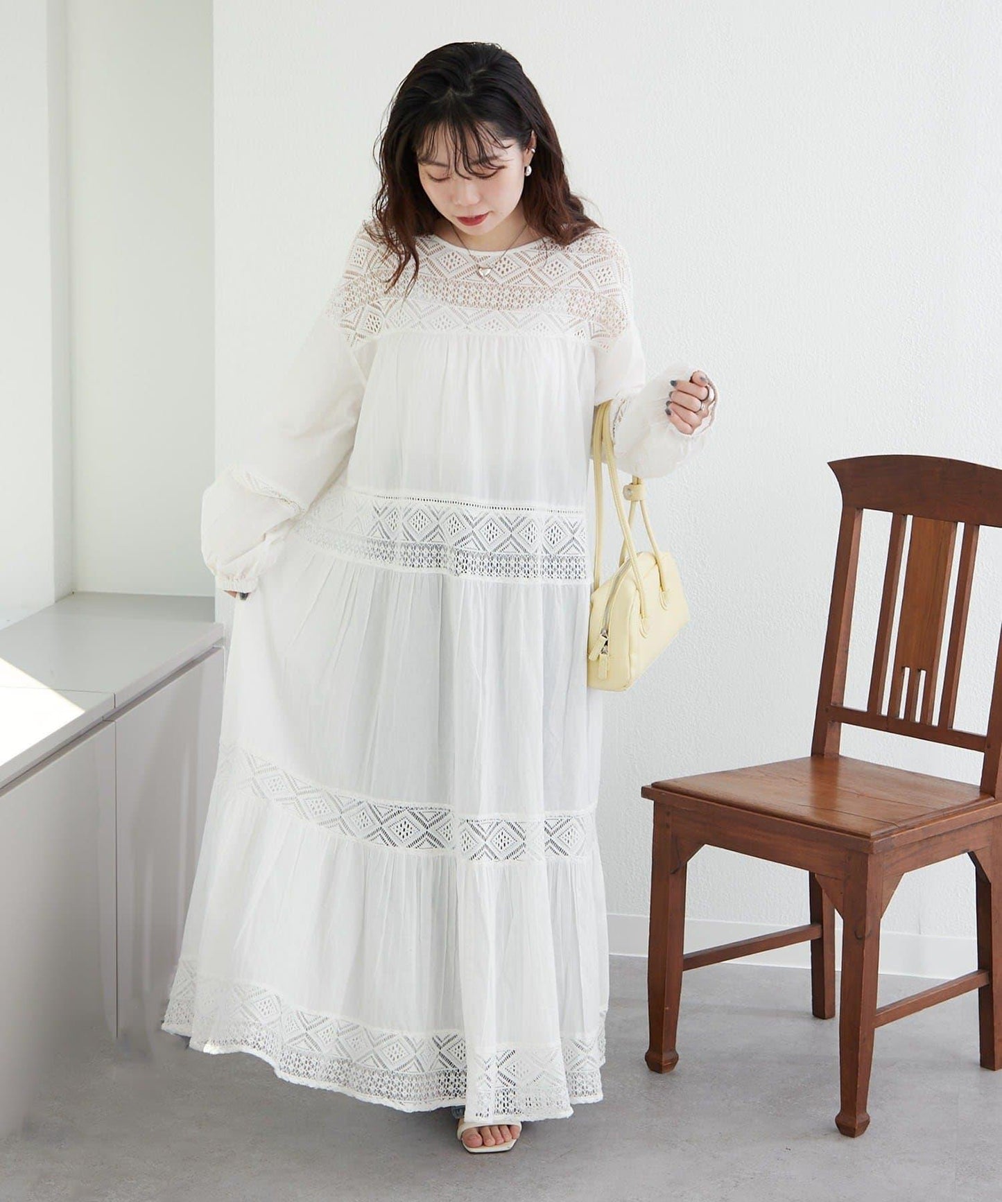 【nane】【印度系列】蕾絲拼接長款連衣裙