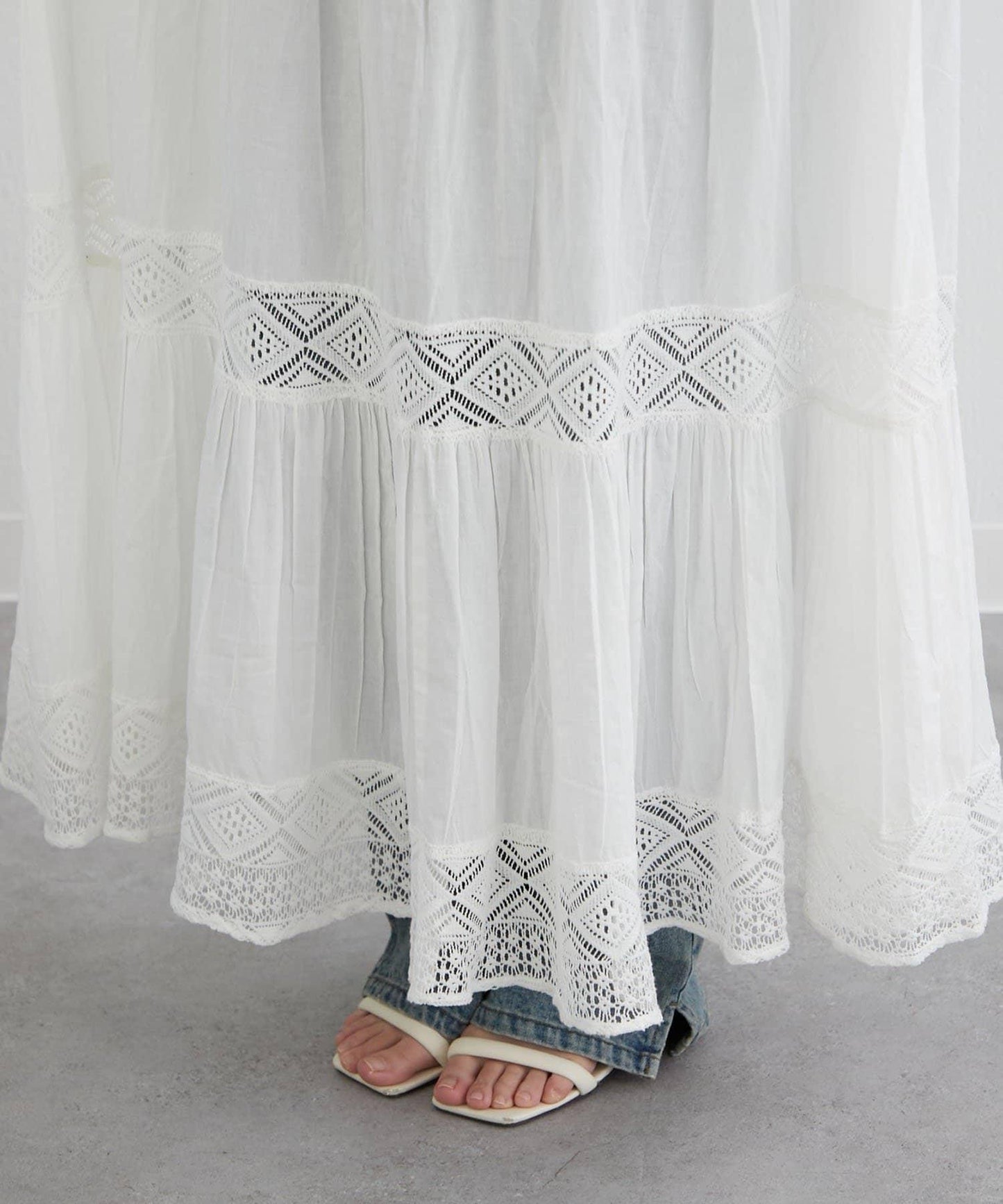 【nane】【印度系列】蕾絲拼接長款連衣裙