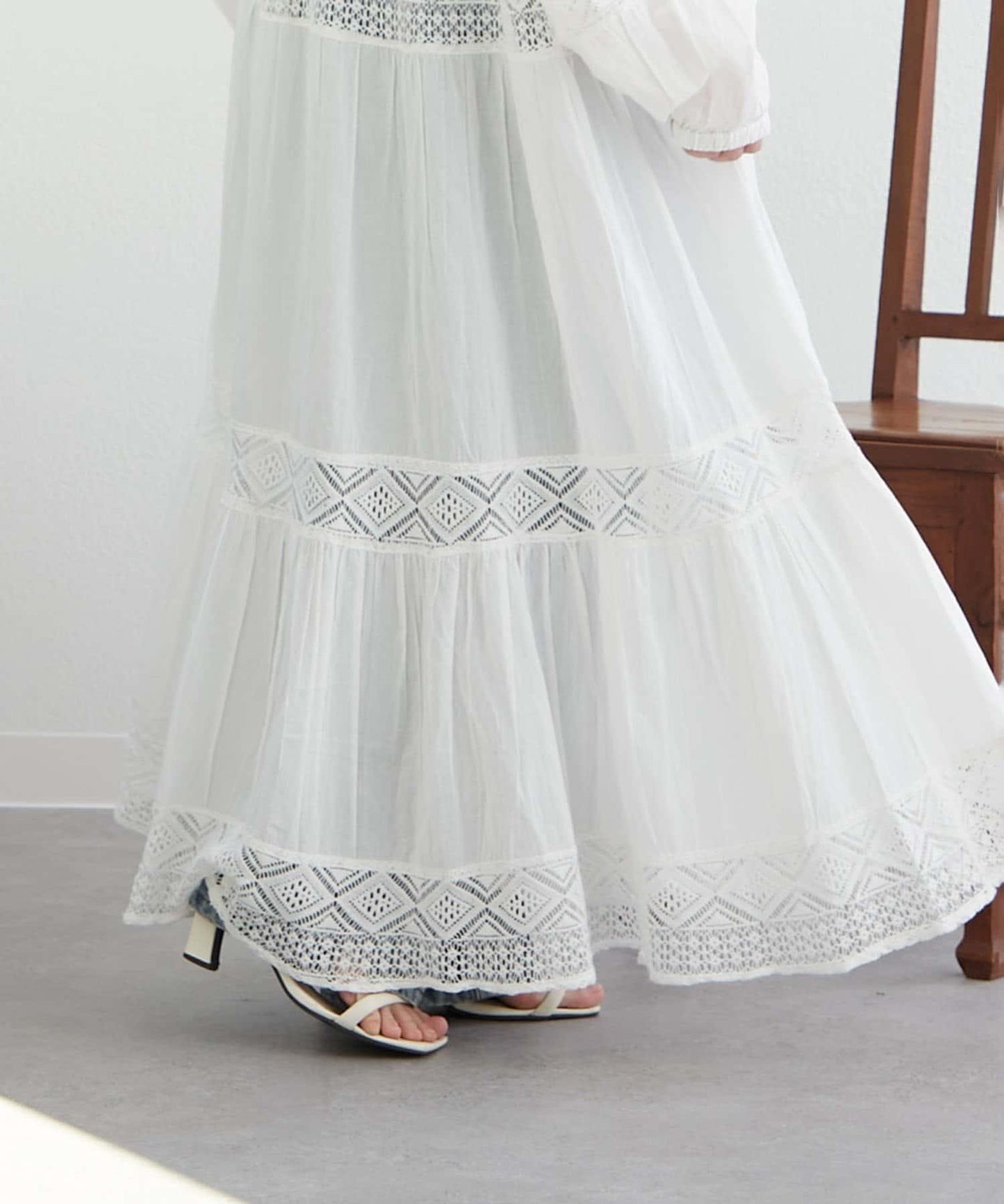 【nane】【印度系列】蕾絲拼接長款連衣裙