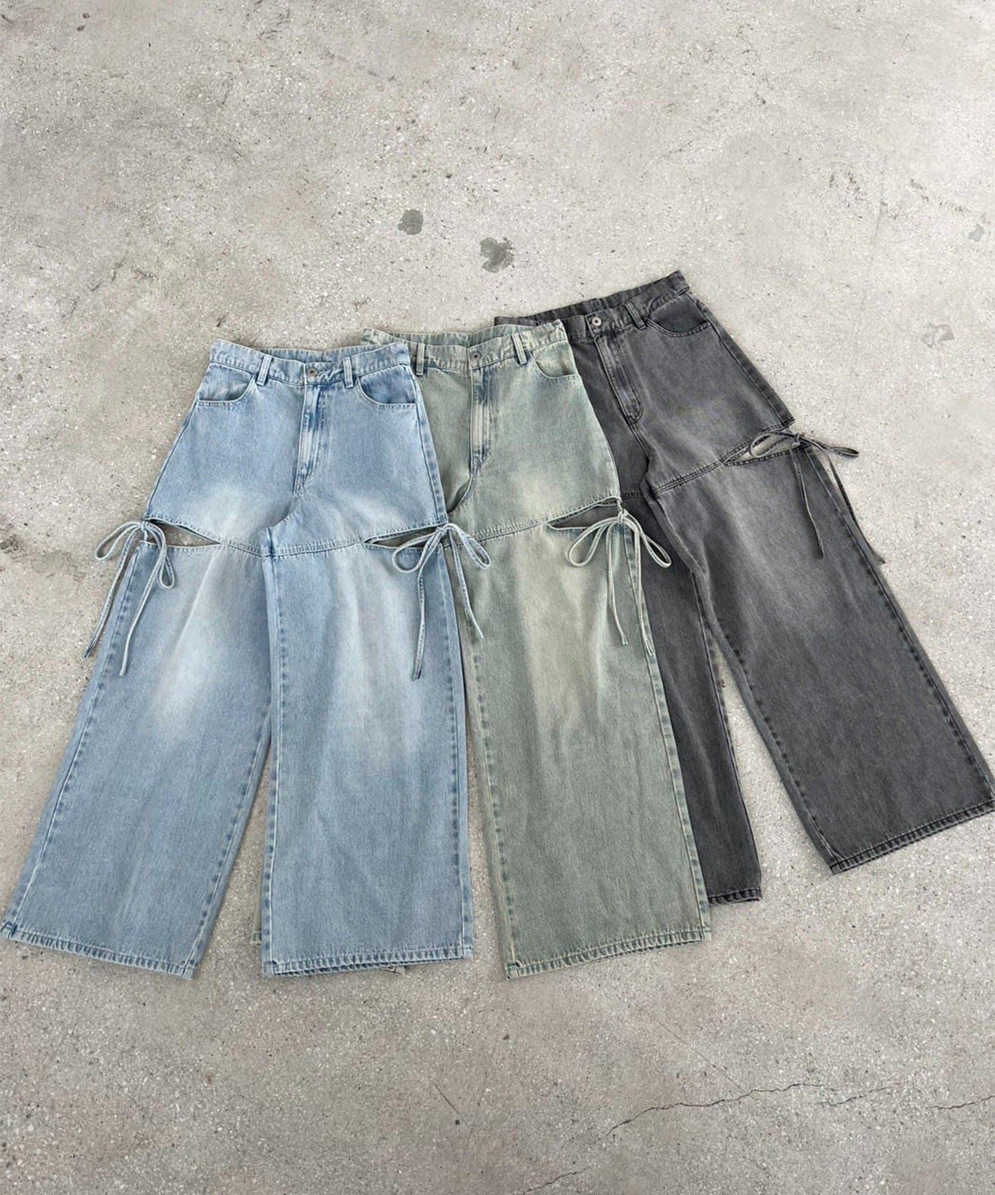 側開蝴蝶結牛仔褲