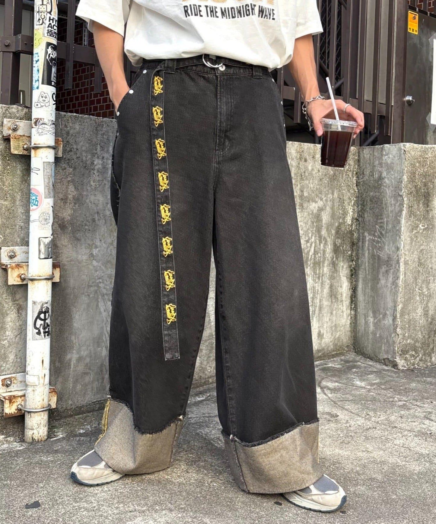 【SG】卷邊流蘇寬鬆褲