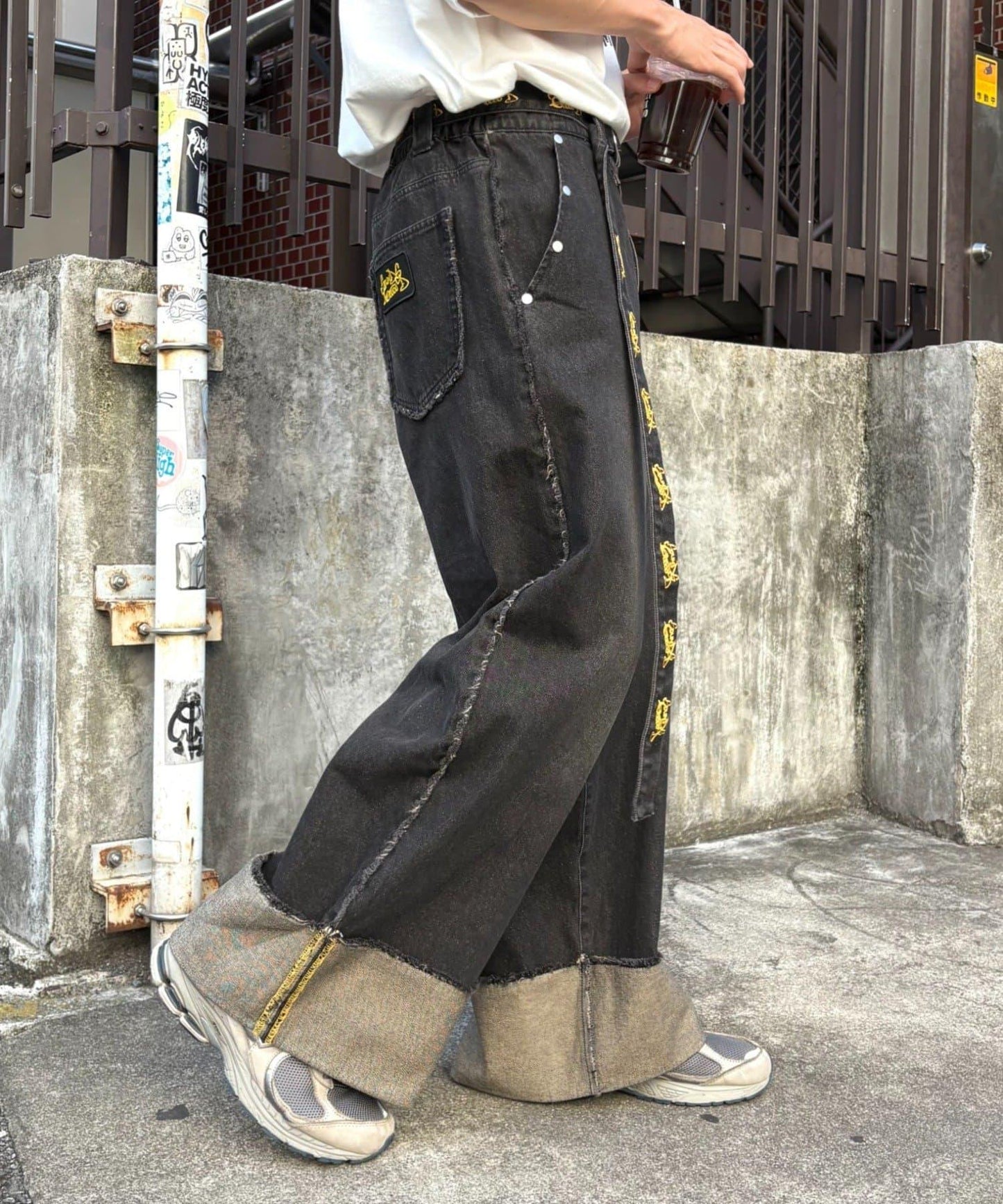 【SG】卷邊流蘇寬鬆褲
