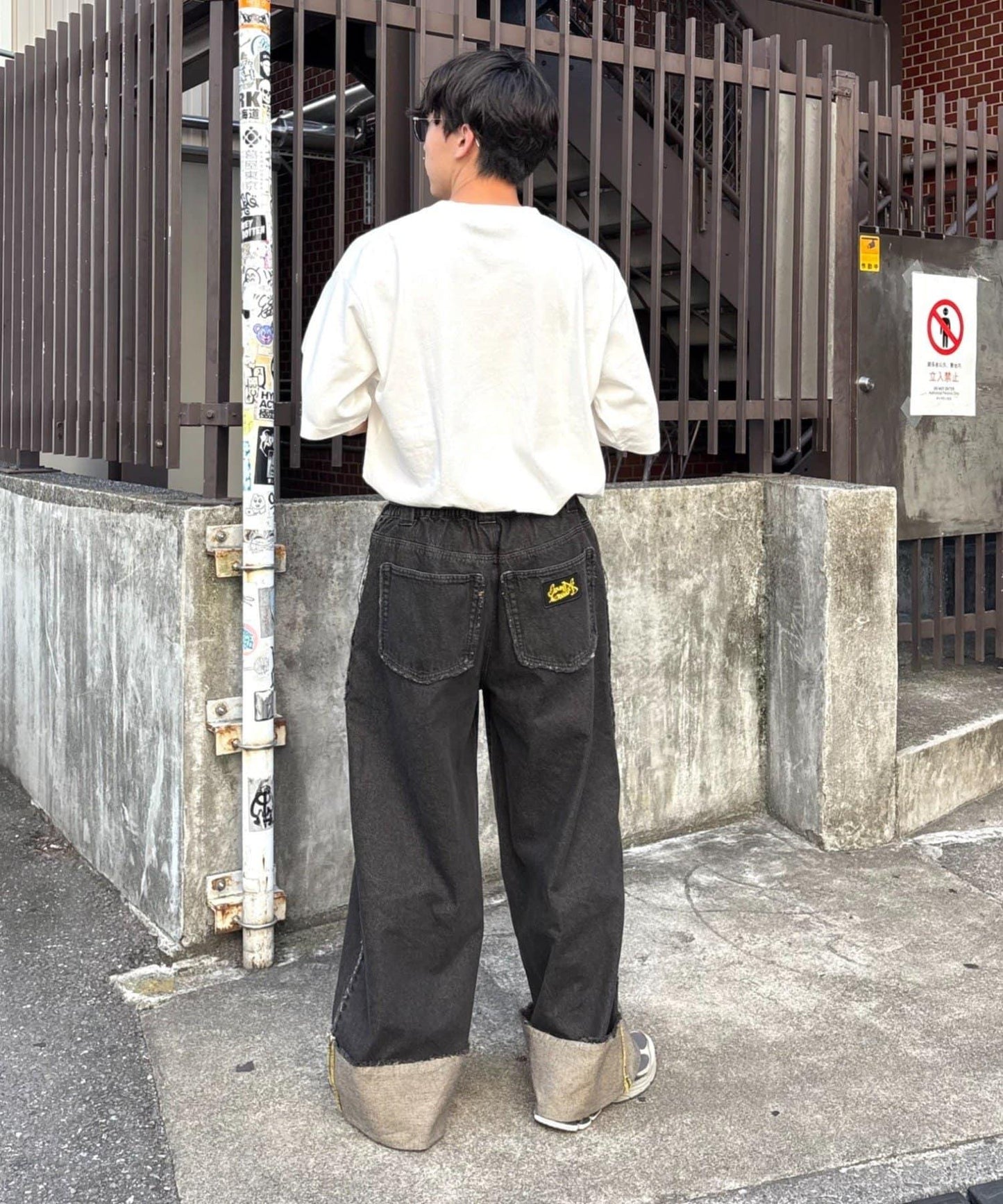 【SG】卷邊流蘇寬鬆褲