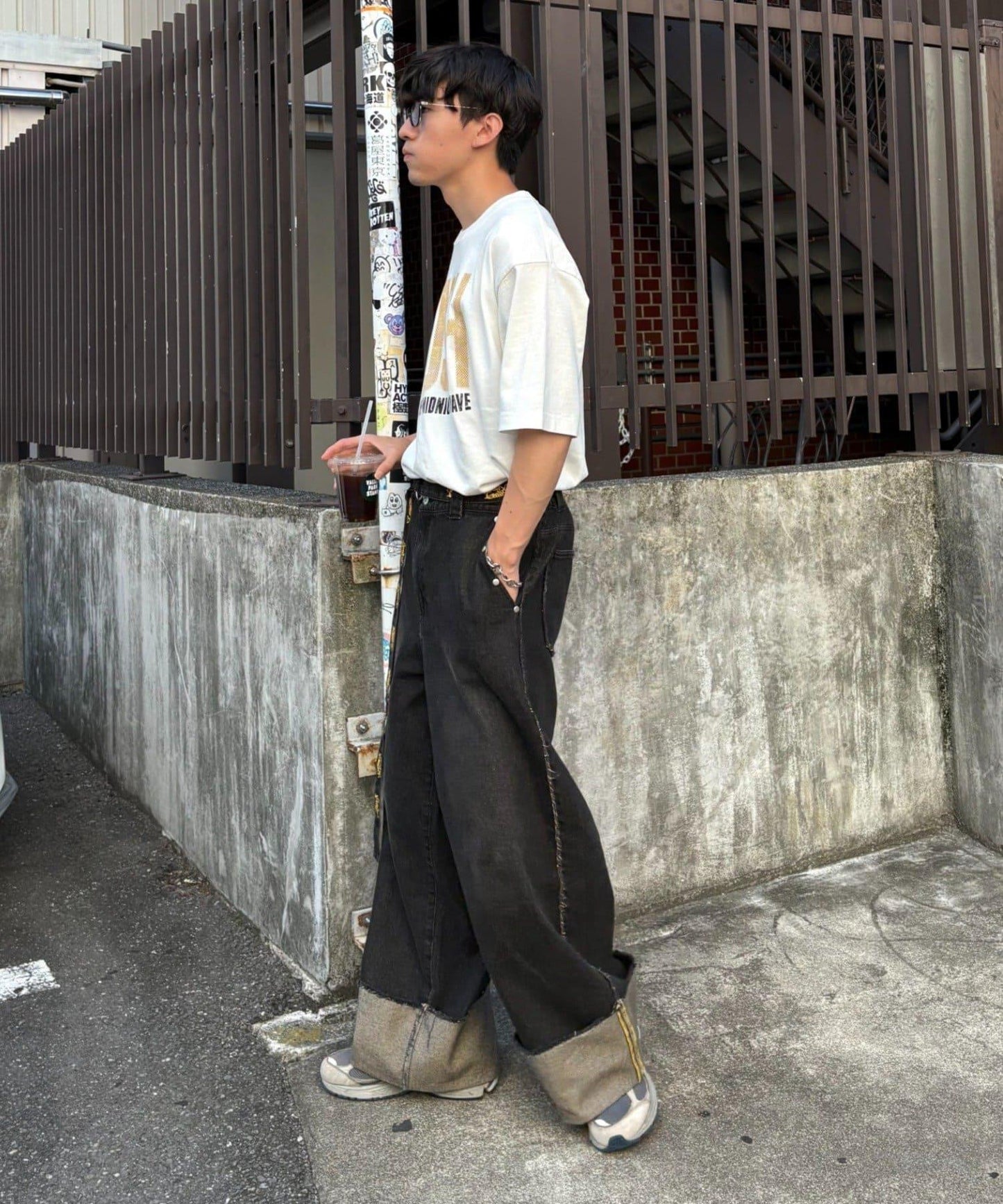 【SG】卷邊流蘇寬鬆褲