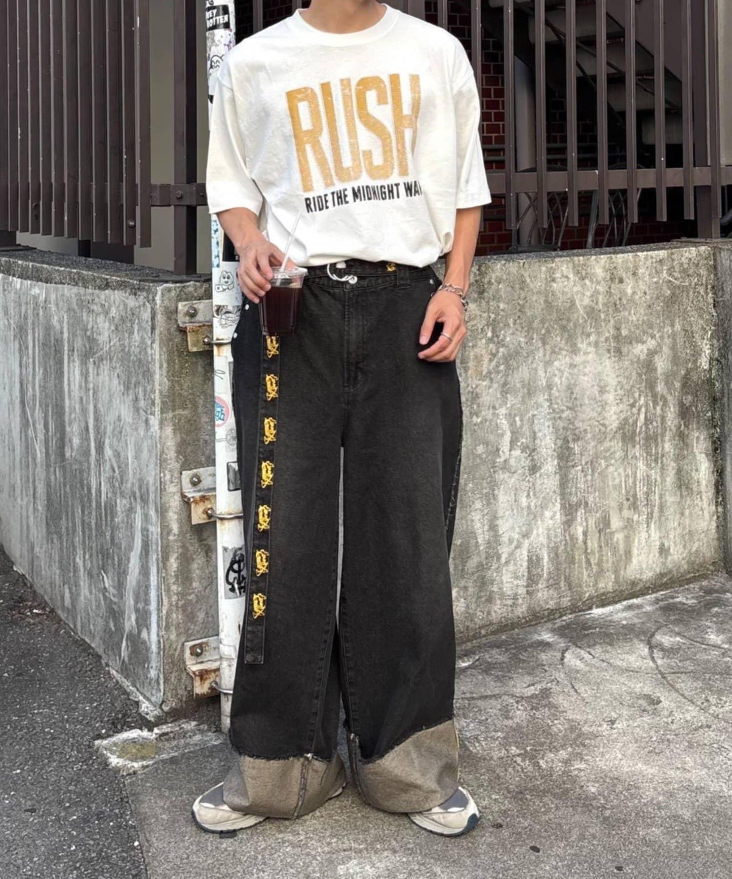 【SG】卷邊流蘇寬鬆褲