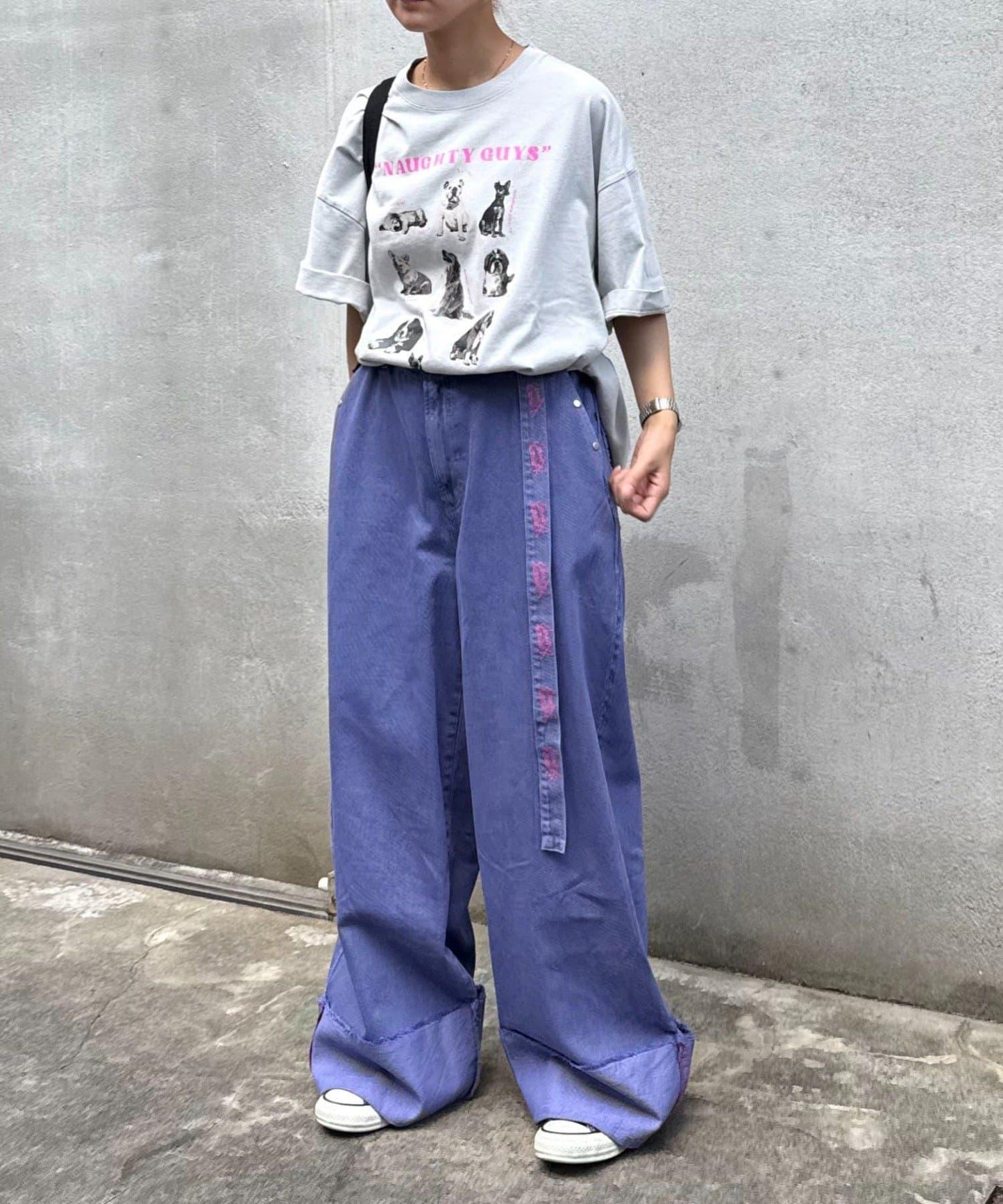 【SG】卷邊流蘇寬鬆褲