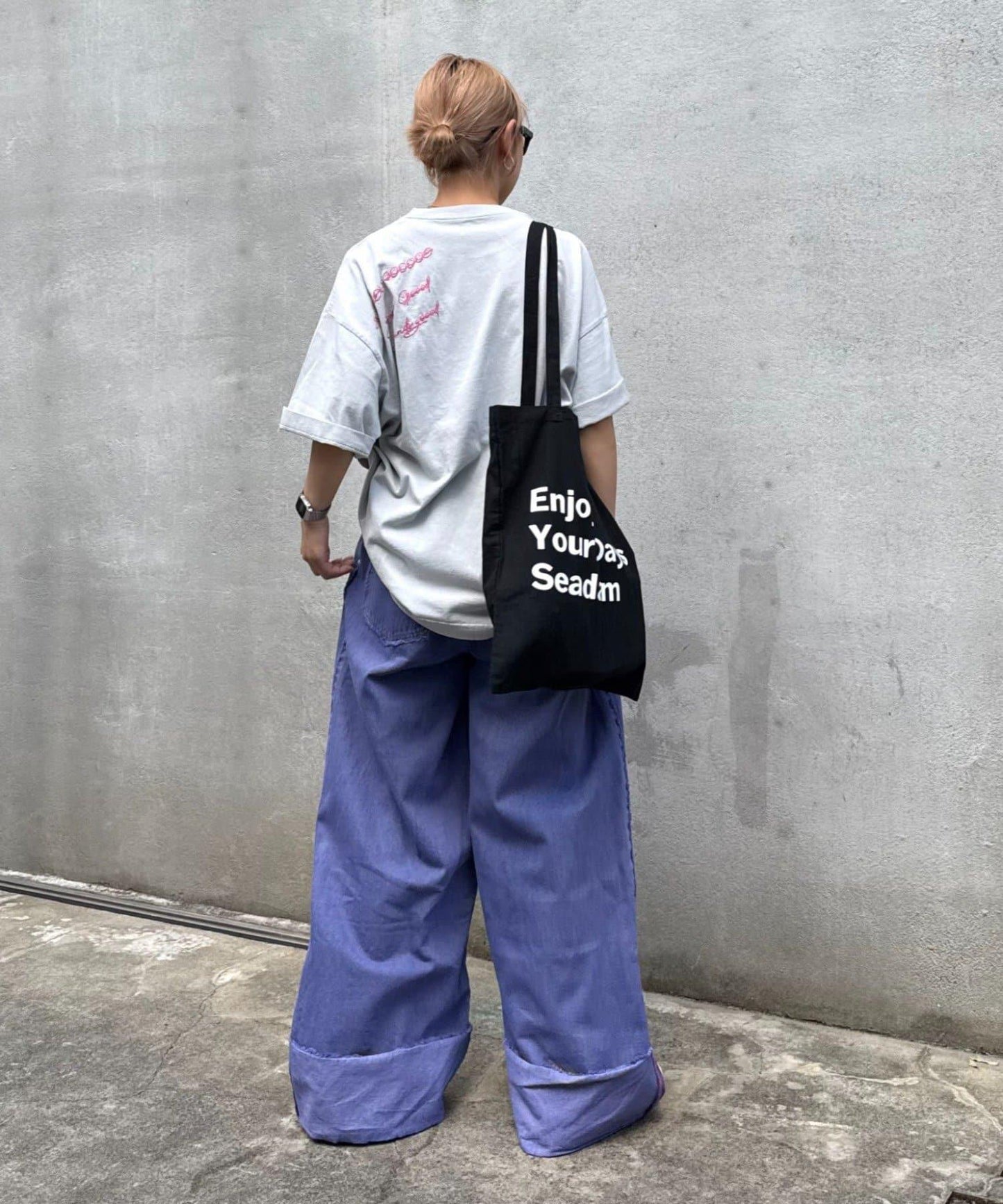 【SG】卷邊流蘇寬鬆褲