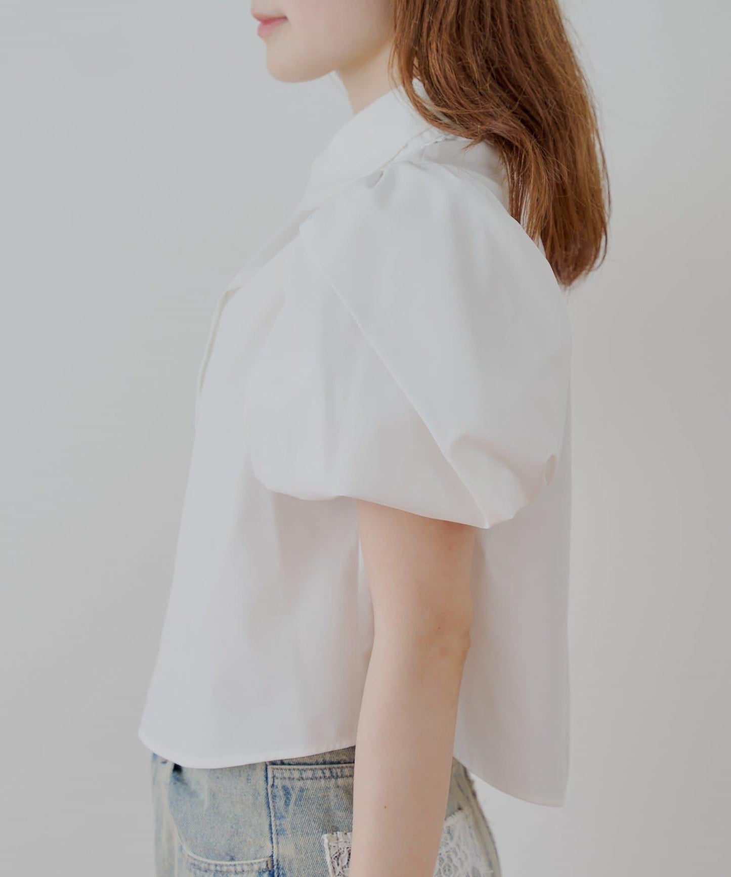 【SALON by Chico】雙色泡泡袖襯衫