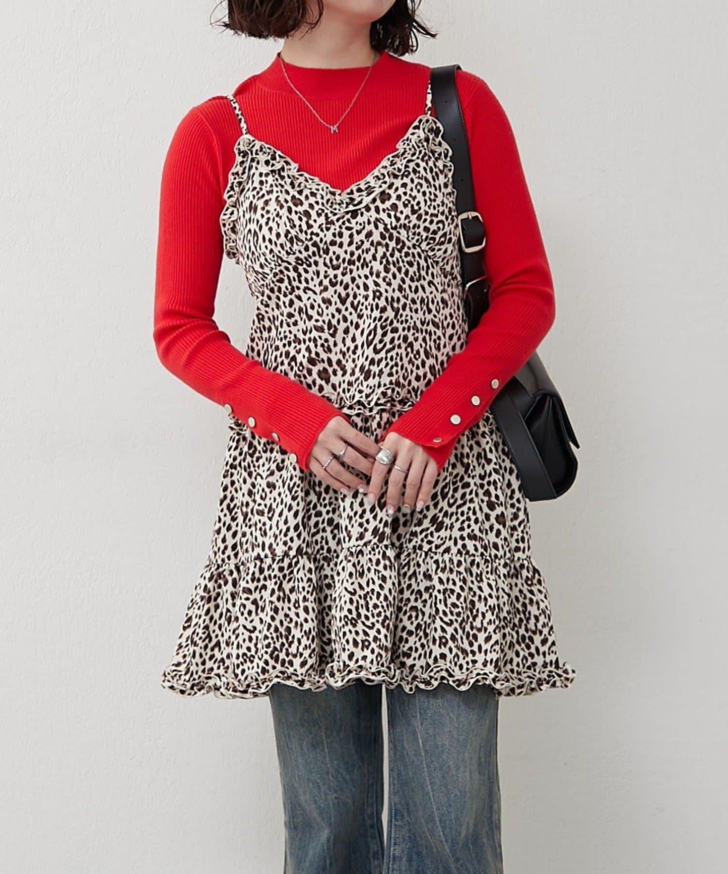 袖釦高領條紋套頭衫