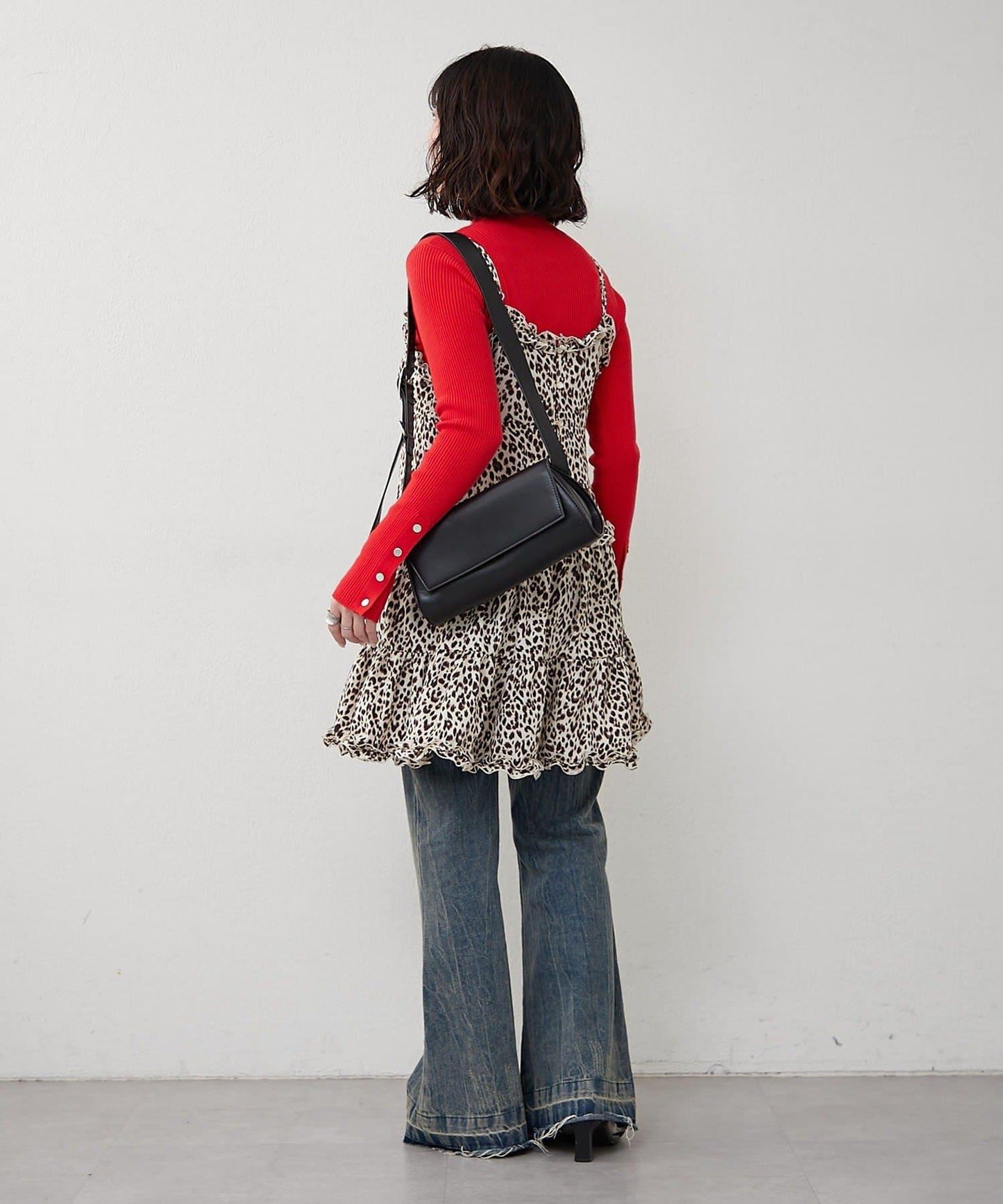 袖釦高領條紋套頭衫