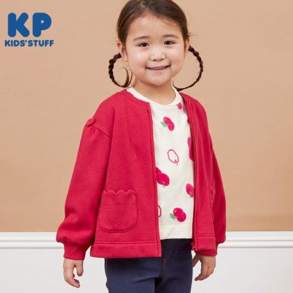 KP(ケーピー)波浪邊口袋內加絨拉鍊開衫(90~140)