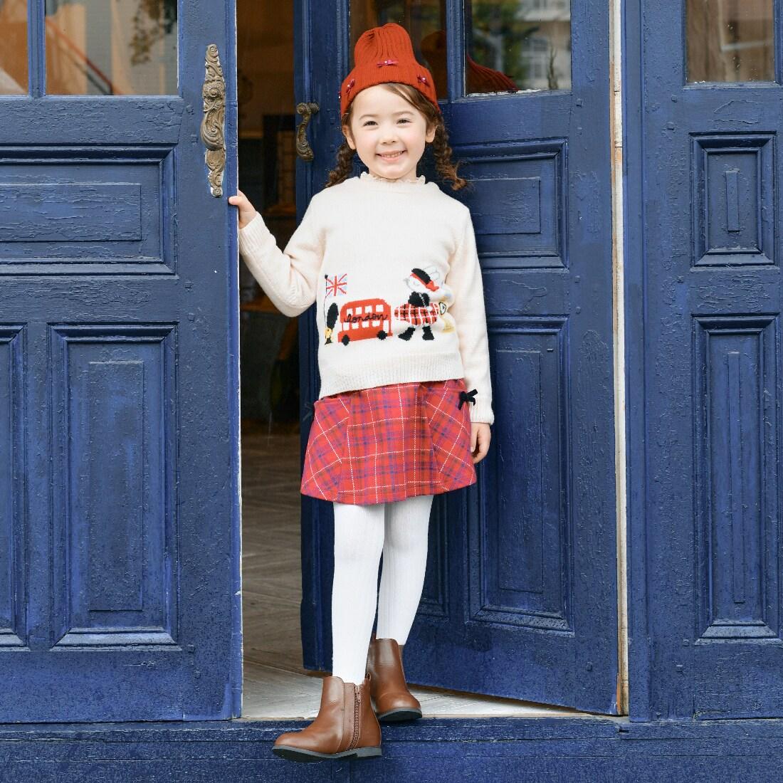 KP 格紋半身裙式裙褲(90~140)