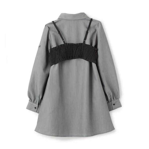 帶蝴蝶結吊帶背心的襯衫連衣裙