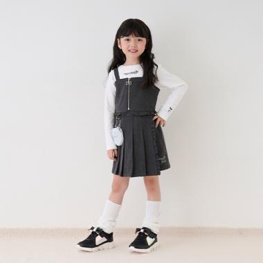 加絨內裡牛仔百褶裹裙短褲