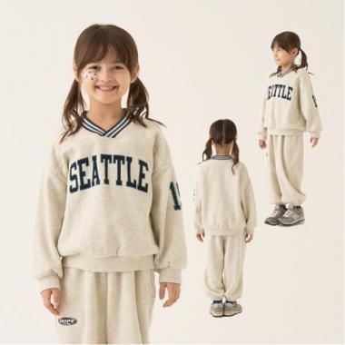 【防起球加絨內裡】V領羅紋字母衛衣