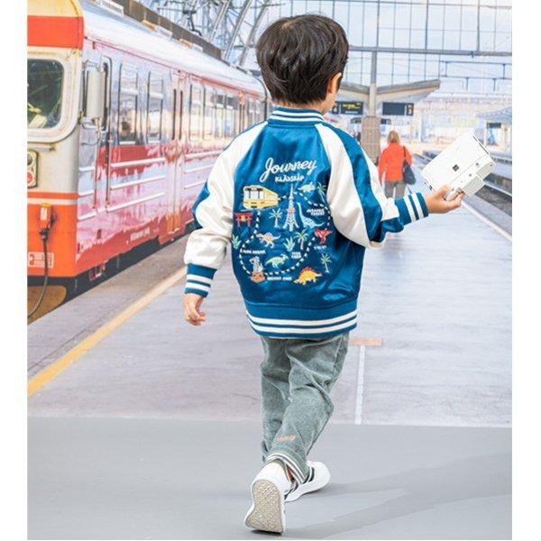 恐龍圖案翻邊長款直筒褲