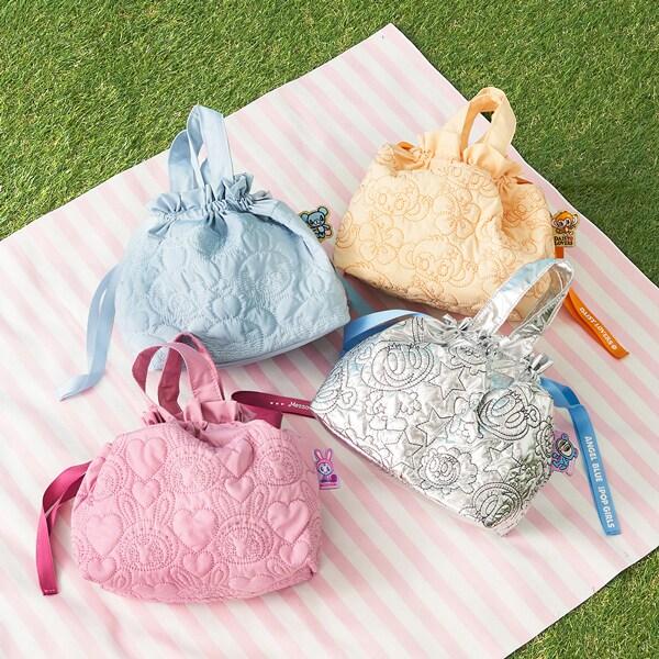 ルッキー 全面刺繡束口手提包