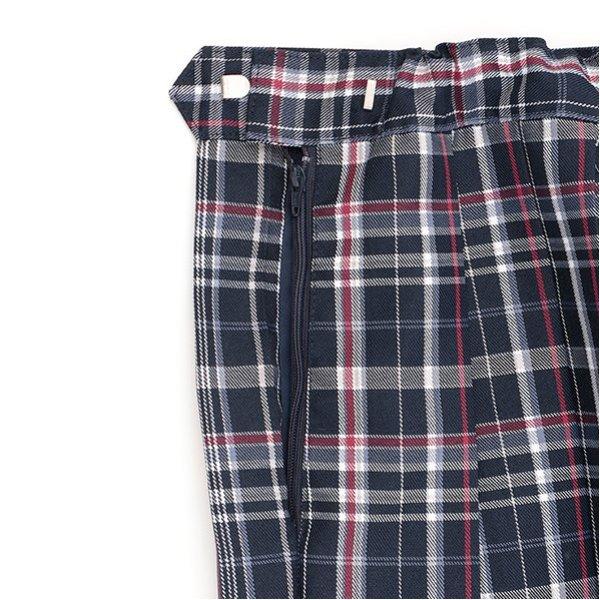 【畢業服】【典禮】帶蝴蝶結領帶格子百褶裙褲