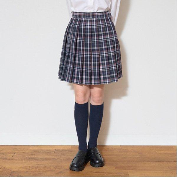 【畢業服】【典禮】帶蝴蝶結領帶格子百褶裙褲