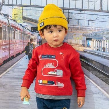 電車貼布繡拼接條紋下襬衛衣