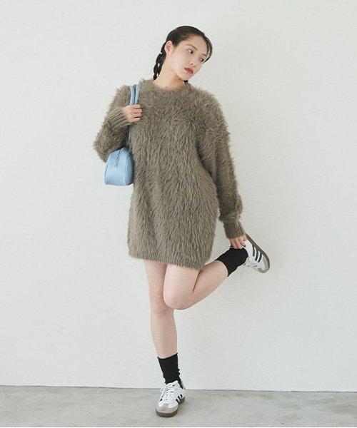 毛絨迷你連衣裙