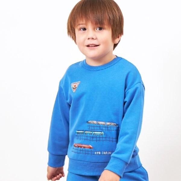 KPBOY 電車刺繡薄絨套裝(80~120)