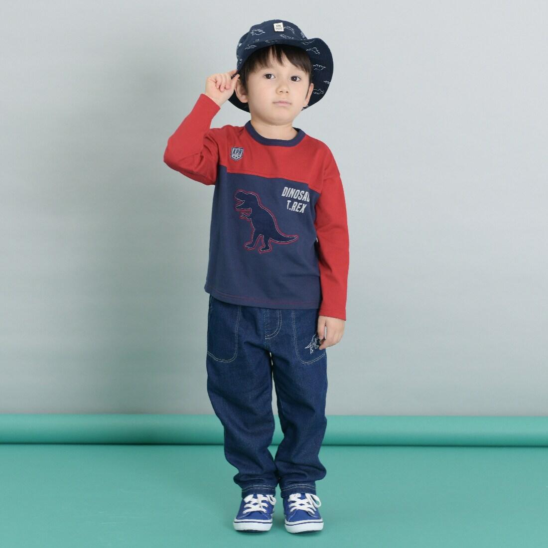 KPBOY 恐龍刺繡牛仔針織長褲(80~140)