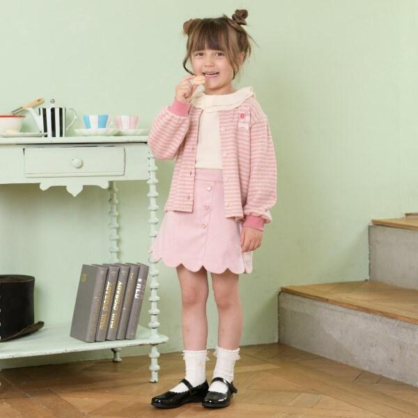 鏤空邊麂皮絨闊腿短褲(110~160)